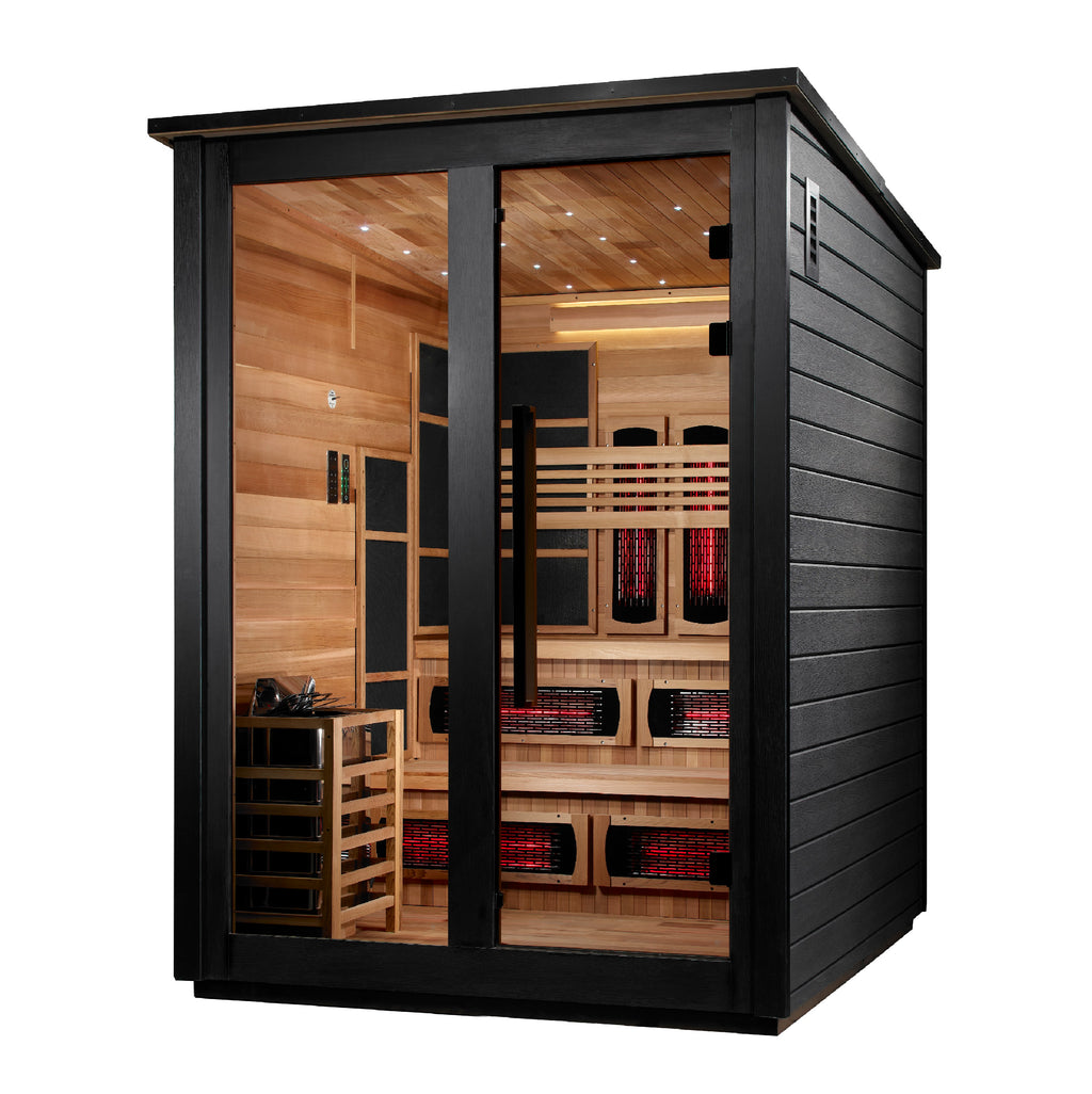 Golden Designs "Kaskinen" 6-Person Black Barn Hybrid Outdoor Sauna